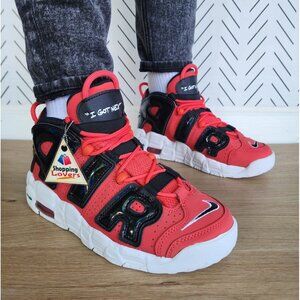 ⭐Nike Air More Uptempo GS 7Y Big Kids Shoes Chunky Sneakers Red Black DV2205-600